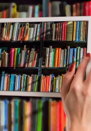 Tablet and bookshelf picture- decorative use only