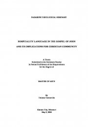 Hospitality Language in the Gospel of John and its Implications for Christian Community