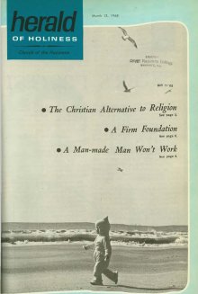 A Child running along the shore--cover of Herald of Holiness - March 13, 1968.