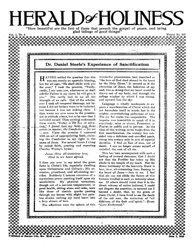 Title Page of Herald of Holiness - June 7, 1916