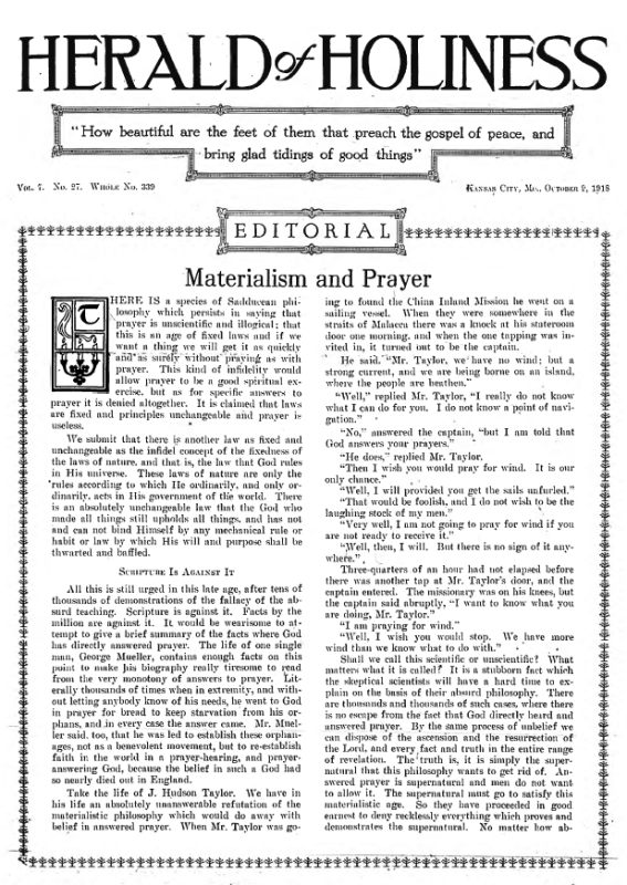 Title Page of Herald of Holiness – October 9, 1918