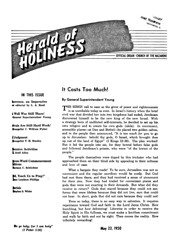 Cover of Herald of Holiness - May 22, 1950