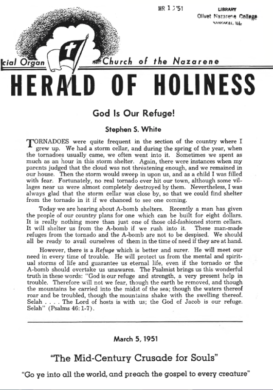 Title Page of Herald of Holiness - March 5, 1951