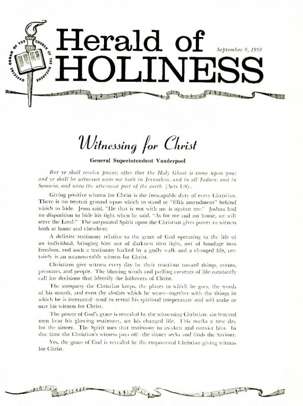 Herald of Holiness - September 9, 1959