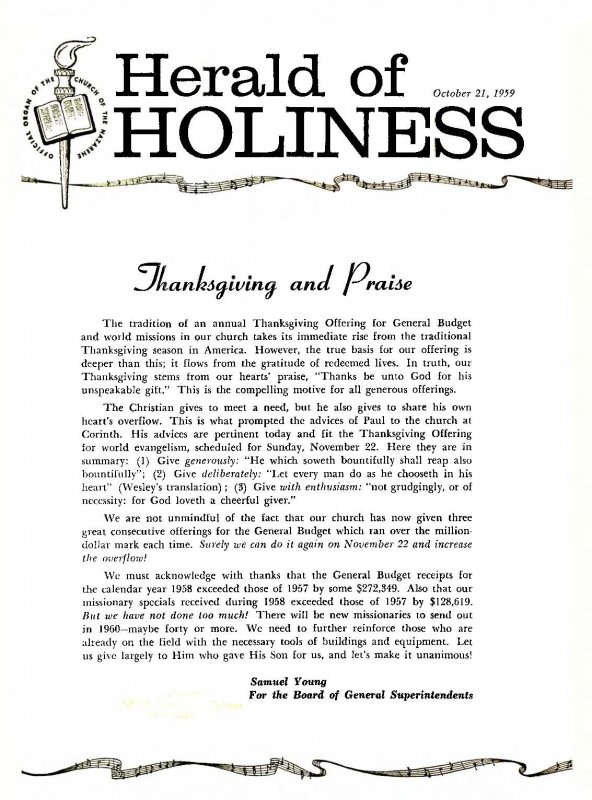 Herald of Holiness - October 21, 1959