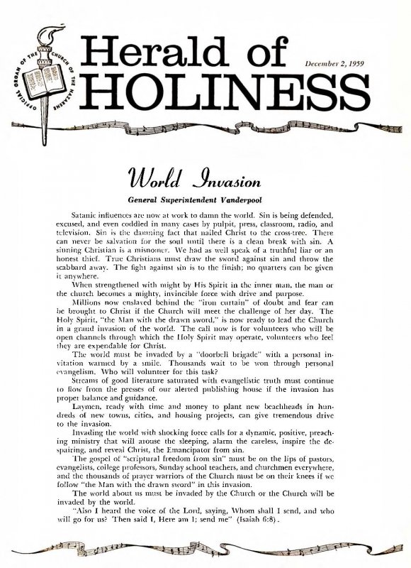 Herald of Holiness - December 2, 1959